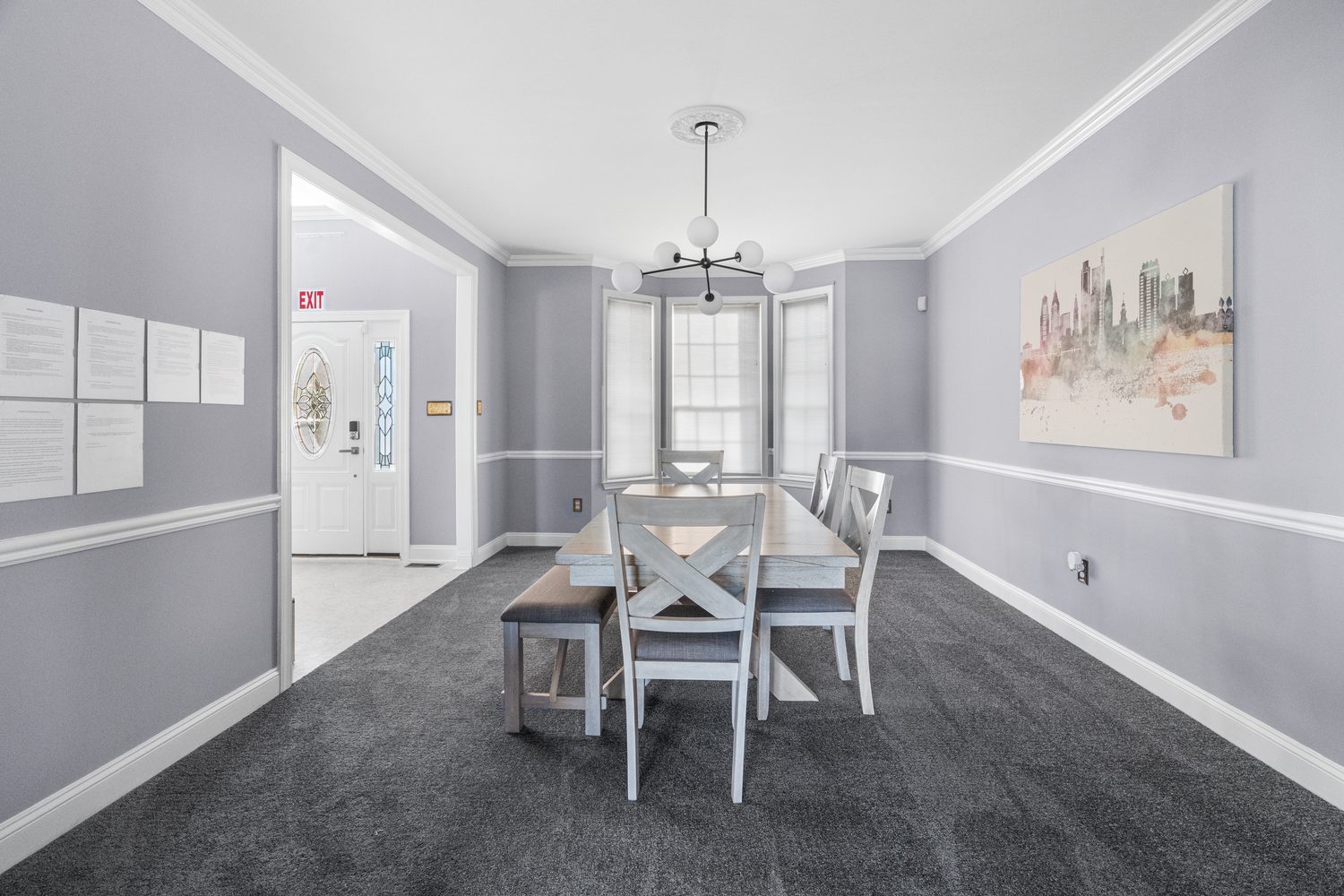Dining room with a farmhouse table