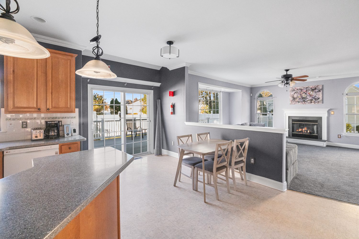 Open-plan kitchen and dining area