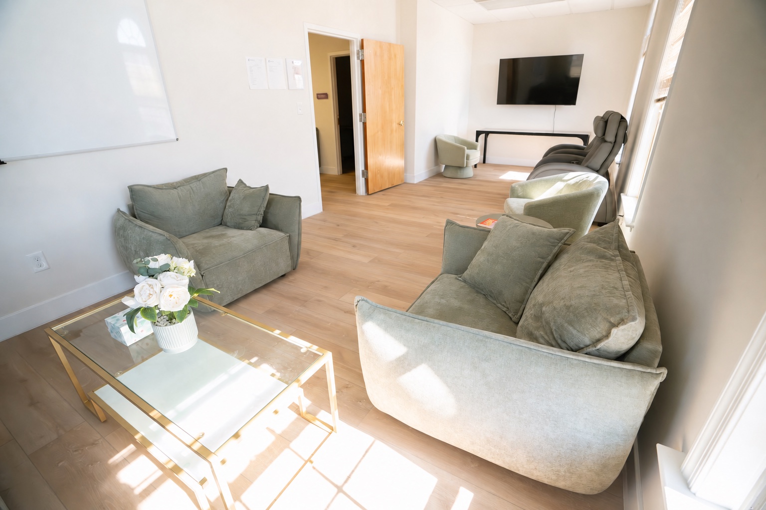 A sunlit lounge at Eleve Behavioral Health